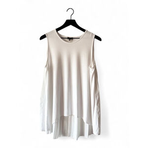 Vince Camuto White Pleated Back Sleeveless Blouse Top M